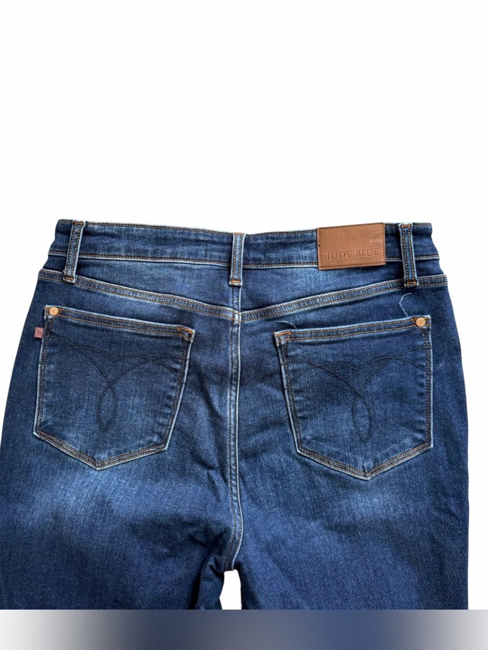 Judy Blue High Rise Thermal Straight Leg Jeans 13/31 Dark Blue Stretch Denim - Picture 5 of 7